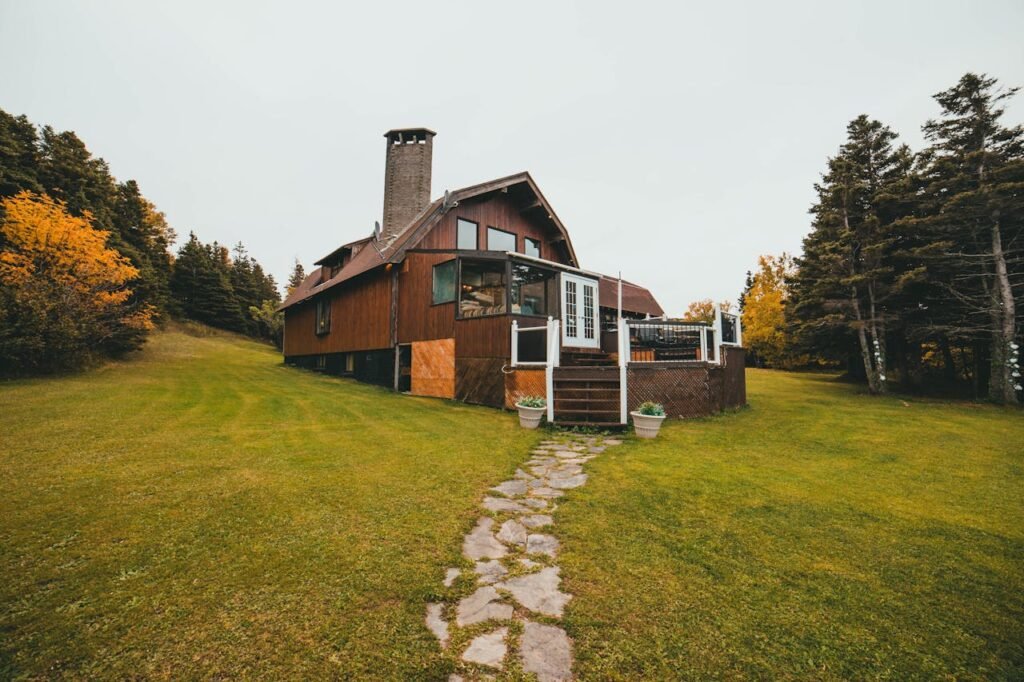 Stone Footpath Leading to Wooden house